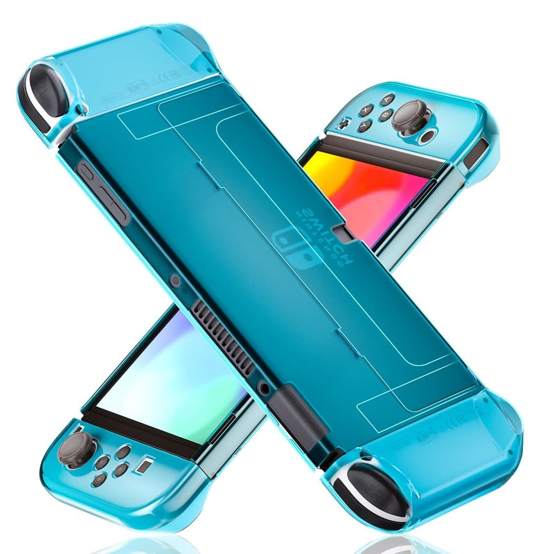 FANPL [Improved Version] Dockable Clear Case for Nintendo Switch OLED 2021, Protective Case Cover for Switch OLED and Joy Con Controller - Strong and Durable, Not Easy to Fall Off (Blue) - Image 1